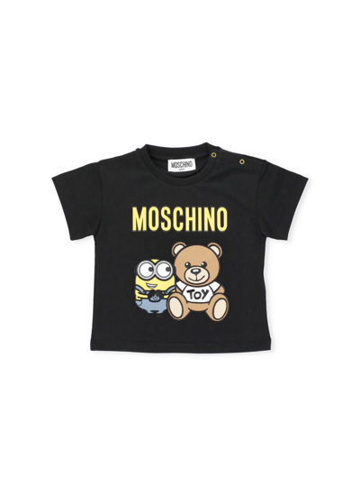 Moschino Babies' X Minion Logo-print T-shirt In Black