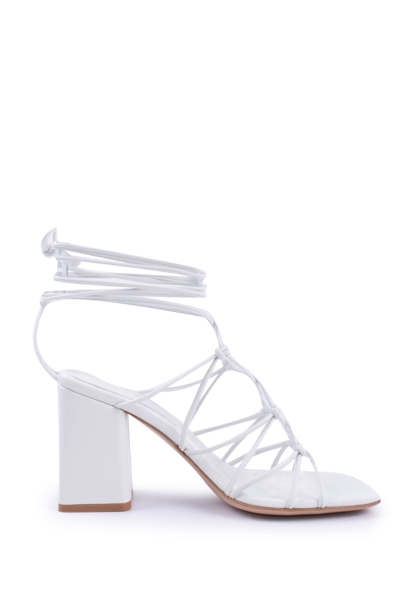 Gianvito Rossi Strappy Block Heel Sandals In White