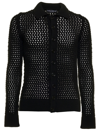 DOLCE & GABBANA DOLCE & GABBANA MANS BLACK POLO IN PERFORATED WOOL