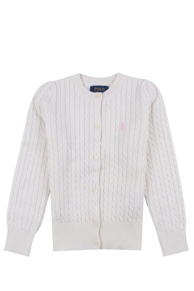 Ralph Lauren Kids' Braided Cotton Cardigan In White