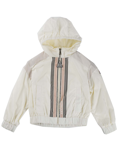Moncler Kids' Jacket With Ecru Hood Plus Band In White