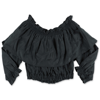 Msgm Teen Off-shoulder Cropped Blouse In Nero