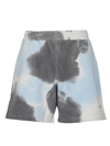 Msgm Tie Dye Pattern Bermuda In Black/blue