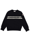 MONCLER BLUE SCOOP NECK SWEATSHIRT WITH WRITING