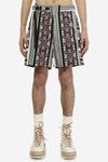 Sacai Geometric-jacquard Cotton Shorts In Multicolor