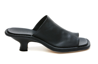 By Far Frankie Stretch Leather Mule Sandals In Black