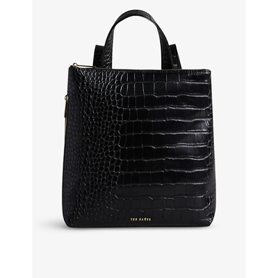 Ted Baker Bellax Mock-croc Faux-leather Rucksack In Black