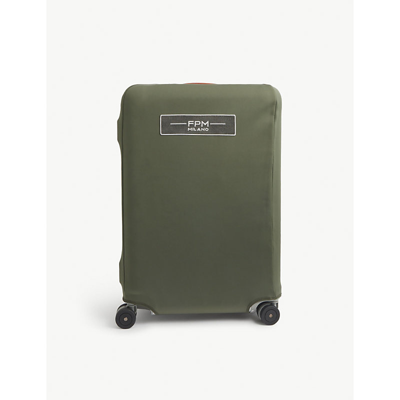 Fpm - Fabbrica Pelletterie Milano Bank Light Spinner 68 Logo-print Neoprene Suitcase Cover In Olive Green