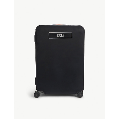 Fpm - Fabbrica Pelletterie Milano Bank Spinner 68 Logo-print Neoprene Suitcase Cover In Black Ink