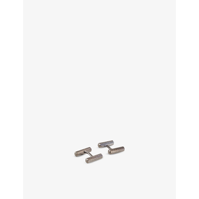 Ted Baker Pointt Knurled Brass Bar Cufflinks In Gunmetal