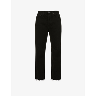 Totême Raw-hem Straight-leg High-rise Organic-cotton Jeans In Black