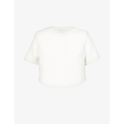 Good American Scuba Cropped Stretch-woven T-shirt In Ivory001