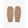 Whistles Womens Tan Borg-panel Knitted Mittens 1 Size In Tan