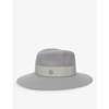 Maison Michel Virginie Grosgrain-trimmed Wool-felt Fedora In Pearl Grey