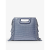 Maje Croco-effect Leather M Bag With Fringing In Bleus