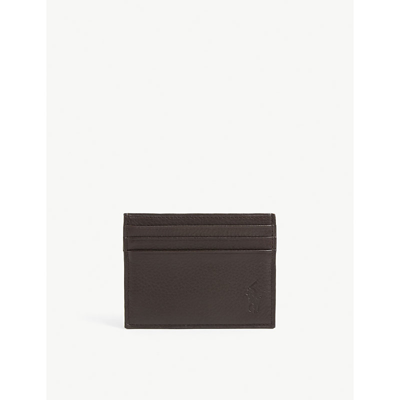 Polo Ralph Lauren Mens Brown Logo-debossed Leather Cardholder 1size