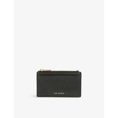 Ted Baker Briell Leather Zip Card Holder In Black