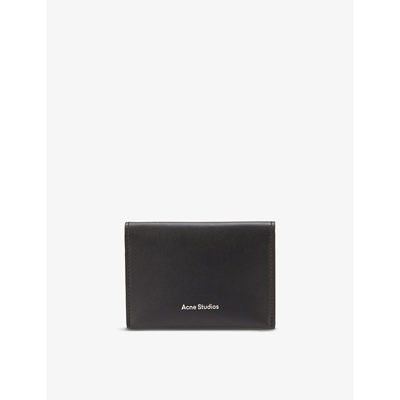 Acne Studios Brand-embossed Leather Card Holder In Black