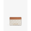 Michael Kors Jet Set Monogram Faux-leather Card Holder In Vanilla