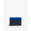 Versace La Greca Monogram-print Leather Card Holder In Blue
