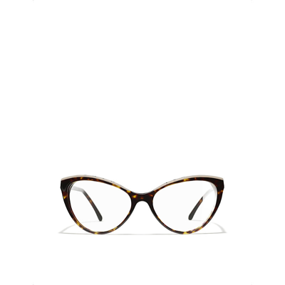 Pre-owned Chanel Womens Brown Cat-eye Eyeglasses