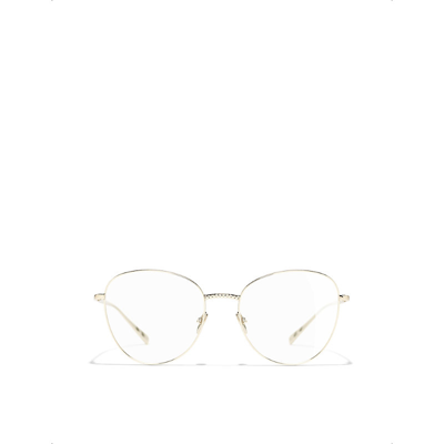 Pre-owned Chanel Womens Gold Round Eyeglasses