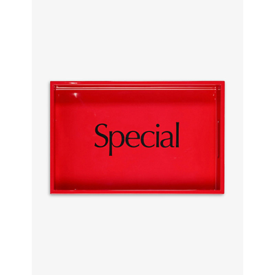 More Joy Red Special Text-print Mdf-wood Tray 26cm X 46cm