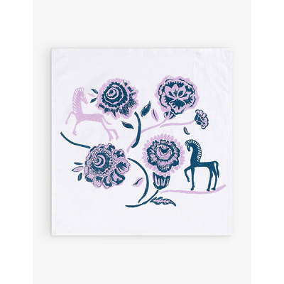 Anna + Nina Flower Parade Floral-embroidered Cotton Napkin 46cm X 46cm In Assorted