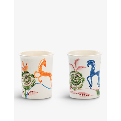 Anna + Nina Flower Parade Floral Ceramic Cups Set Of Two