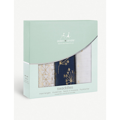 Aden + Anais Gold Deco Gold Deco Large Cotton Muslin Swaddles Pack Of Three 1 Size
