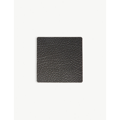 Lind Dna Hippo Square Leather Coaster In Black Anthracite