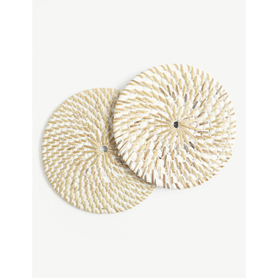 The White Company White Whitewashed Rattan Coasters Set Of Four 1 Size