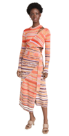 JONATHAN SIMKHAI SELAH SPACE DYE COTTON CREWNECK MIDI DRESS