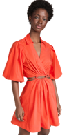 Jonathan Simkhai Aulora Embellished Cutout Cotton-blend Poplin Mini Shirt Dress In Scarlet