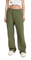 R13 Low-rise Wide Leg Cotton Trousers In Olive