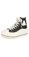 R13 Kurt Glittered Platform Sneakers In Black & Ecru Color Block