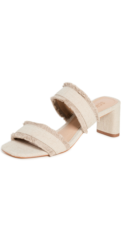 Schutz Amely Mid Block Sandals In Oyster