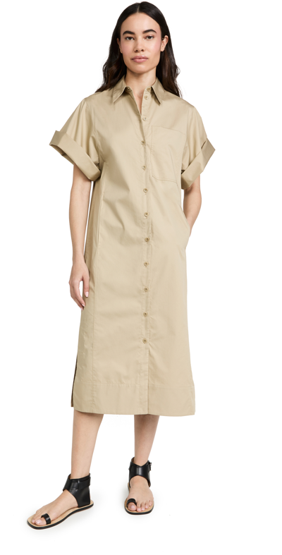 Tibi Organic Cotton-poplin Shirt Dress In Neutrals