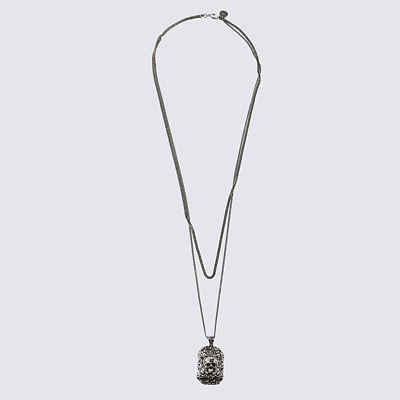 Alexander Mcqueen Skull Charm Necklace In Metallic