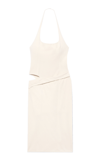 Jacquemus Hielo Cutout Draped Wool-blend Halterneck Mini Dress In Beige