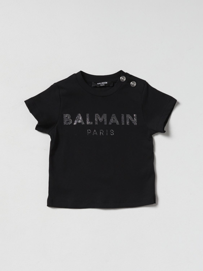 Balmain Babies' Cotton T-shirt With Logo In Black