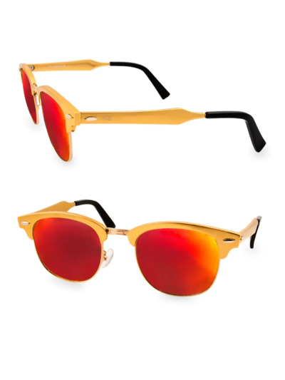 Aqs Women's Milo 49mm Clubmaster Sunglasses In Gold Red