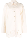 Nanushka Sabia Cutwork Button-down Shirt In Beige