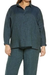 Eileen Fisher Classic Collar Organic Linen Boxy Shirt In Eucly