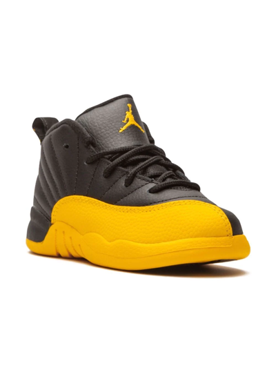 Jordan Babies' Air  12 Retro "university Gold" Sneakers In Black