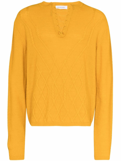 Kiko Kostadinov Itten Cable Knit Jumper In Yellow