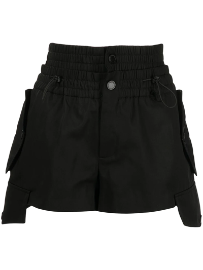 Monse Smocked-detail Cargo Shorts In Black