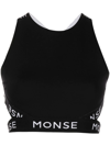 Monse Halter Sports Logo Crop Top In Black