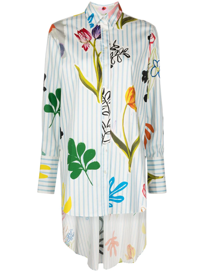 Monse Striped Floral-print Shirt In White ModeSens