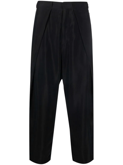 Balmain Cropped Side-stripe Trousers In Black